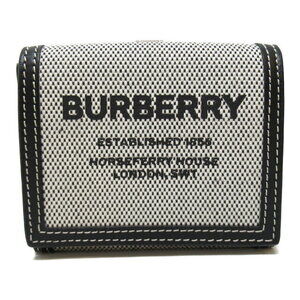 Burberry Horseferry Tri fold Wallet Leather Gray Black